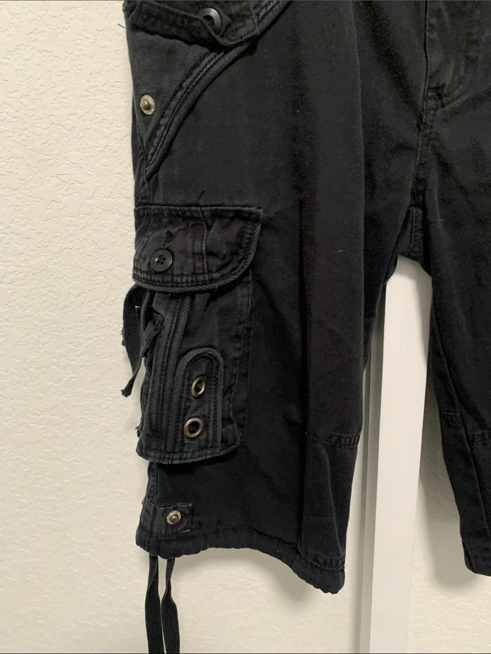 Y2K Request Jeans Black Cargo Utility Goth Shorts